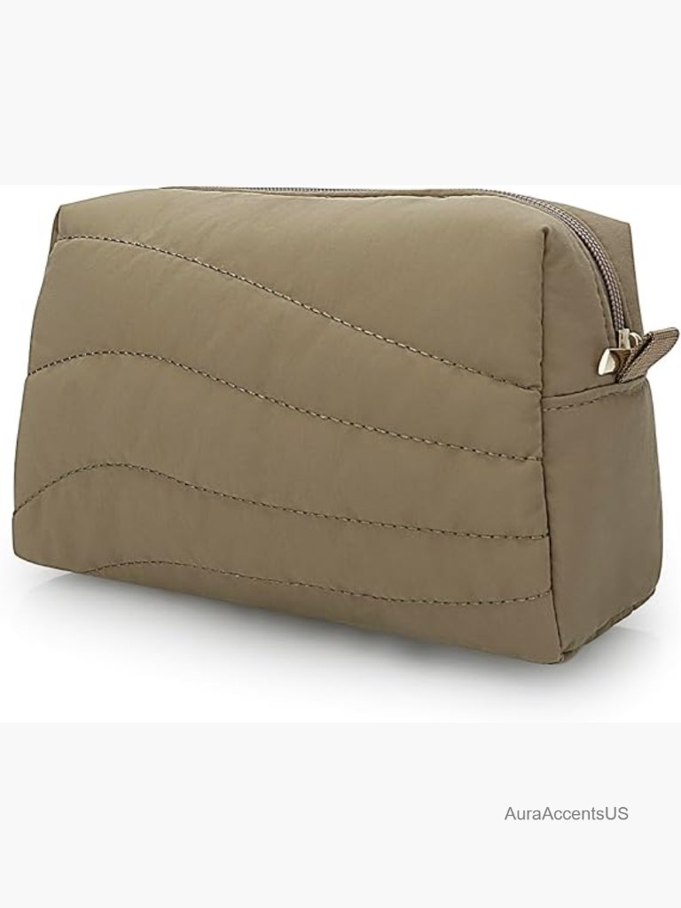 Quilted Puffer Zipper Makeup Bag Cosmetic Case Organizer